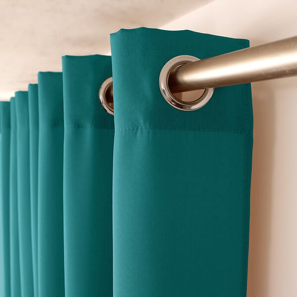C MA DECO - Rideau en microfibre - Œillets - Bleu canard - 140x240cm - large