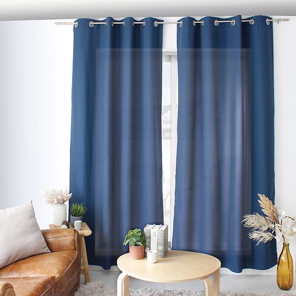 C MA DECO - Rideau en microfibre - Œillets - Bleu marine - 140x240cm - large