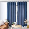 C MA DECO - Rideau en microfibre - Œillets - Bleu marine - 140x240cm - vignette