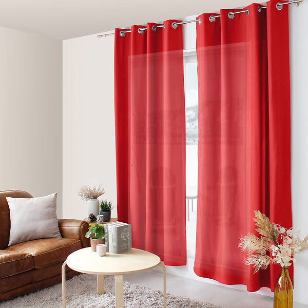 C MA DECO - Rideau en microfibre - Œillets - Rouge - 140x240cm - large