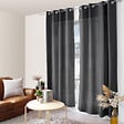 C MA DECO - Rideau en microfibre - Œillets - Gris foncé - 140x240cm - vignette