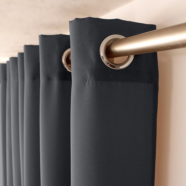 C MA DECO - Rideau en microfibre - Œillets - Gris foncé - 140x240cm - large