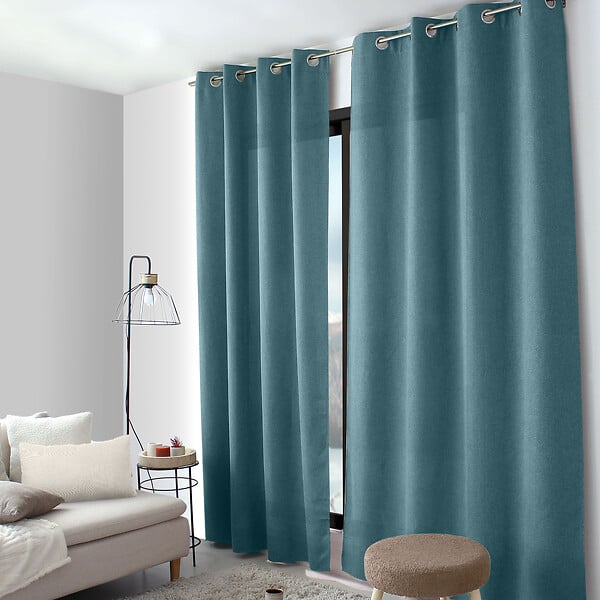 C MA DECO - Rideau en velours chenillé - Œillets - Bleu canard - 140x240cm - large