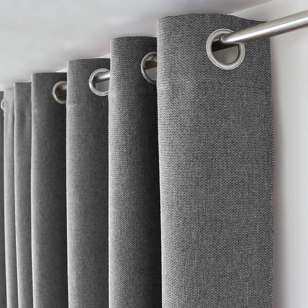 C MA DECO - Rideau en velours chenillé - Œillets - Gris foncé - 140x240cm - large