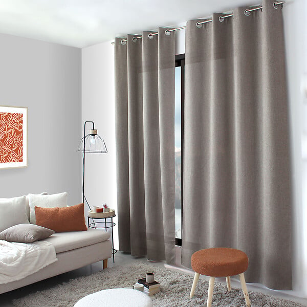 C MA DECO - Rideau en velours chenillé - Œillets - Taupe - 140x240cm - large