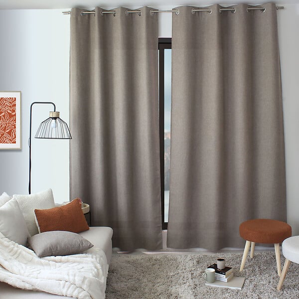 C MA DECO - Rideau en velours chenillé - Œillets - Taupe - 140x240cm - large