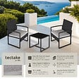 TECTAKE - Ensemble de salon de jardin en rotin Granada avec table pour 2 personnes Noir gris clair/noir - vignette