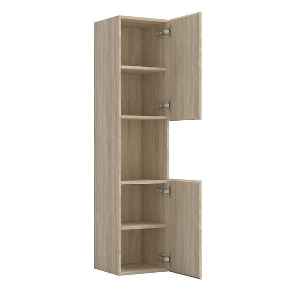 AICA SANITAIRE - AICA Ensemble meuble 2 vasque L.120cm 4 tiroirs + lavabo + LED miroir + colonne,chêne - large