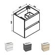 AICA SANITAIRE - Meuble salle de bain 2 tiroirs avec lavabo et miroir encadré–Chêne l.50 x W.38.5 x H.52 cm - vignette