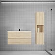 AICA SANITAIRE - AICA Ensemble meuble vasque L.99cm chêne 2 tiroirs + lavabo + colonne - vignette