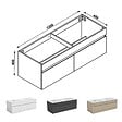AICA SANITAIRE - AICA Meuble de salle de bain 120cm à double porte, suspendu, Chêne - vignette