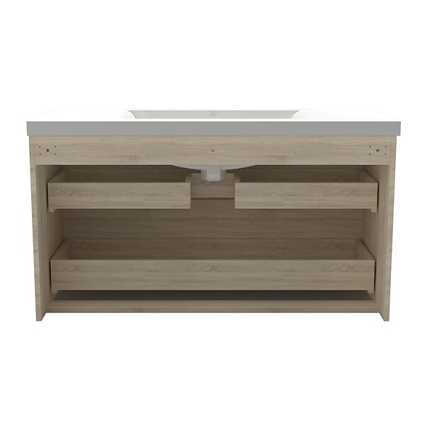 AICA SANITAIRE - AICA Meuble de salle de bain chêne 100cm, suspendu avec 2 tiroirs - large