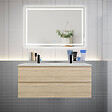 AICA SANITAIRE - AICA Ensemble meuble double vasque L.120cm 4 tiroirs + lavabo + LED miroir,chêne - vignette