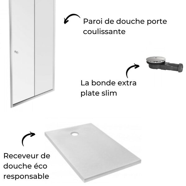 JACOB DELAFON - Receveur douche Ipso 100 x 80 + paroi coulissante niche + bonde - large