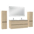 AICA SANITAIRE - Ensemble meubles Salle de Bain 120cm avec colonne et miroir lumineux 3 couleurs Chêne Wotan - vignette