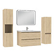 AICA SANITAIRE - Meuble Salle de Bain 80cm avec colonne + miroir lumineux 3 couleurs Chêne Wotan - vignette