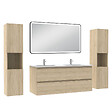 AICA SANITAIRE - Meubles Salle de Bain 120cm avec colonne + miroir lumineux 3 couleurs + dimmable Chêne Wotan - vignette