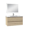 AICA SANITAIRE - Ensemble meuble Salle de Bain 100cm simple vasque et miroir lumineux 3 couleurs et dimmable chêne wotan - vignette