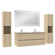 AICA SANITAIRE - Ensemble meubles Salle de Bain 120cm avec colonne et miroir lumineux 3 couleurs et dimmable Chêne Wotan - vignette