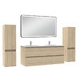AICA SANITAIRE - Meubles Salle de Bain 120cm avec colonne + miroir lumineux 3 couleurs Chêne Wotan - vignette