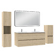 AICA SANITAIRE - Meuble salle de Bain 120cm avec colonne + miroir mural lumineux 3 couleurs Chêne Wotan - vignette