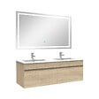 AICA SANITAIRE - Ensemble meuble Salle de Bain 120cm Chêne Wotan double vasque + miroir lumineux 3 couleurs + dimmable - vignette