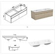 AICA SANITAIRE - Ensemble meuble Salle de Bain 120cm Chêne Wotan double vasque + miroir lumineux 3 couleurs + dimmable - vignette
