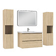 AICA SANITAIRE - Meubles Salle de Bain 80cm avec colonne + miroir lumineux 3 couleurs + dimmable Chêne Wotan - vignette