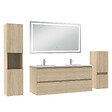 AICA SANITAIRE - Ensemble meuble salle de Bain 120cm avec colonne et miroir mural lumineux 3 couleurs Chêne Wotan - vignette