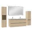 AICA SANITAIRE - Meuble Salle de Bain 120cm avec colonne + miroir lumineux 3 couleurs Chêne Wotan - vignette