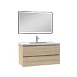 AICA SANITAIRE - Meuble Salle de Bain 100cm Chêne Wotan simple vasque + miroir lumineux 3 couleurs + dimmable - vignette