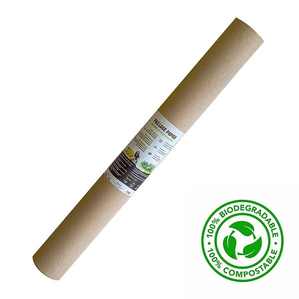 KZ GARDEN - Toile de paillage Agricole 1.20 x 100m Autodégradable 2en1 Engrais et Anti mauvaises herbes 100% Cellulose - large