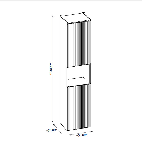 OTITEC - Colonne de salle de bain - 140 cm - Oak - 2 portes - VOLTA - large