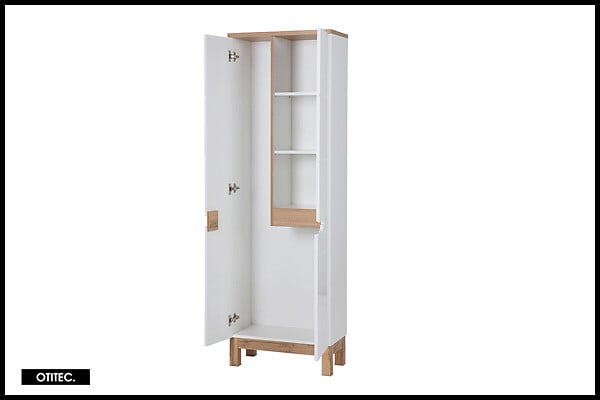OTITEC - Colonne de salle de bain de 187 cm - Blanc - 3 portes - BALI - large