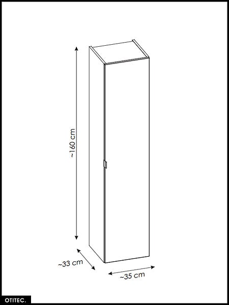 OTITEC - Colonne de salle de bain - 35 x 160 cm - 1 porte - 2 tiroirs - BOLD TAUPE - large