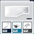 BESCO - Baignoire asymétrique - 150 x 75 cm - Gauche - avec Habillage - Pieds - Vidage Chrome - INTEGRA - vignette