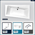 BESCO - Baignoire asymétrique - 160 x 100 cm - Droite - avec Tablier Blanc - Pieds - Vidage Chrome - INFINITY - vignette