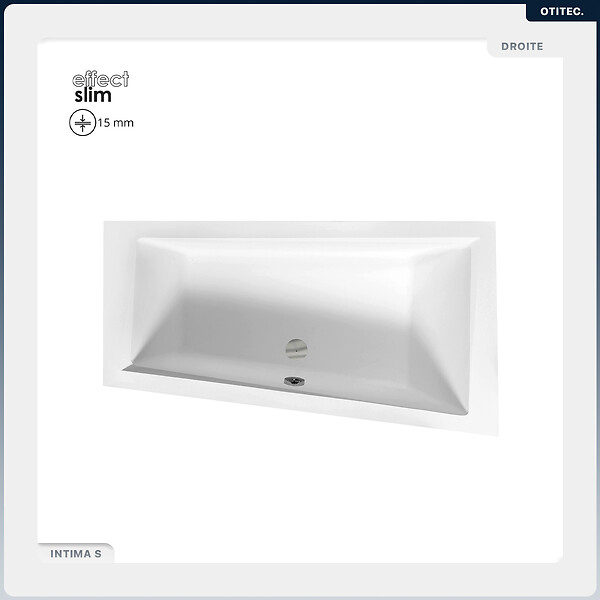 BESCO - Baignoire asymétrique - 160 x 90 cm - Droite - avec Habillage - Pieds - Vidage Chrome - INTIMA SLIM - large