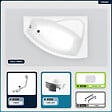 BESCO - Baignoire asymétrique - 130 x 85 cm - Droite - avec Habillage - Pieds - Repose-tête - Vidage Chrome - RIMA - vignette