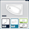 BESCO - Baignoire asymétrique - 140 x 90 cm - Droite - avec Tablier - Pieds - Repose-tête - Vidage Chrome - RIMA - vignette