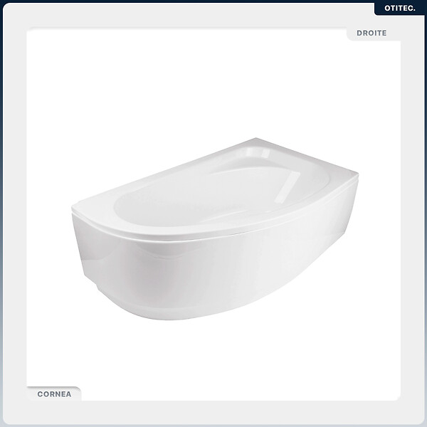 BESCO - Baignoire asymétrique - 150 x 100 cm - Droite - sans Habillage - avec Pieds - Vidage Chrome - CORNEA - large
