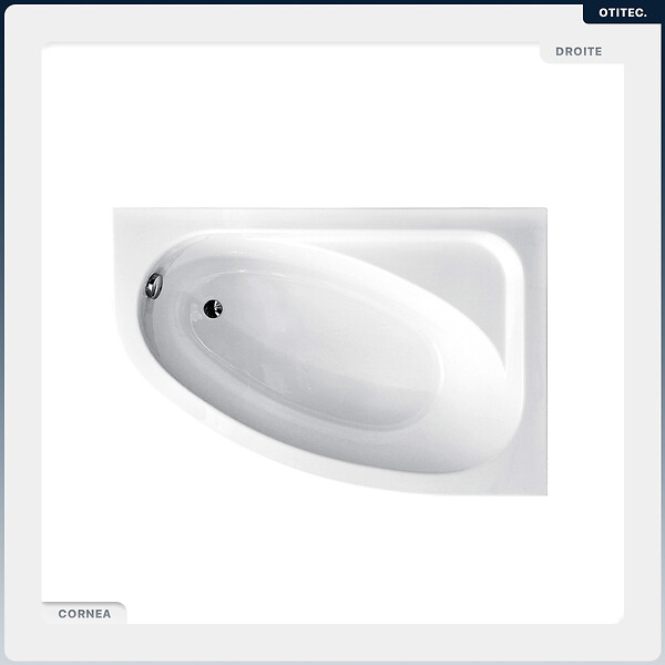 BESCO - Baignoire asymétrique - 150 x 100 cm - Droite - sans Habillage - avec Pieds - Vidage Chrome - CORNEA - large