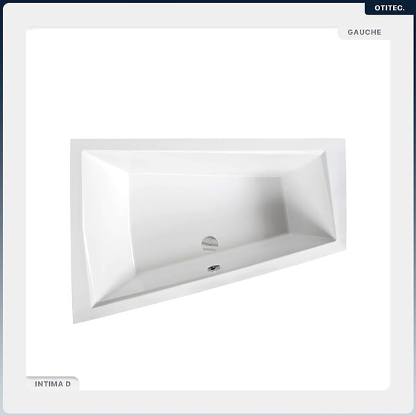 BESCO - Baignoire asymétrique - 170 x 125 cm - Gauche - avec Tablier - Pieds - 2 Repose-têtes - Vidage Chrome - INTIMA DUO - large