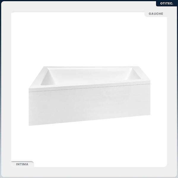 BESCO - Baignoire asymétrique - 150 x 85 cm - Gauche - sans Habillage - avec Pieds - Vidage Chrome - INTIMA - large
