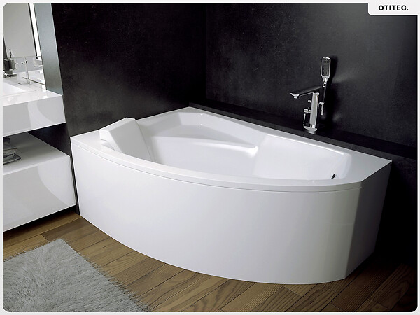BESCO - Baignoire asymétrique - 170 x 110 cm - Gauche - avec Tablier - Pieds - Vidage Chrome - RIMA - large