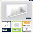 BESCO - Baignoire asymétrique - 180 x 125 cm - Gauche - sans Habillage - avec Pieds - 2 Repose-têtes - Étagère bambou - Vidage Chrome - INTIMA DUO - vignette