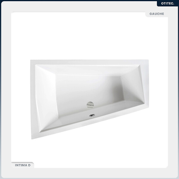 BESCO - Baignoire asymétrique - 180 x 125 cm - Gauche - sans Habillage - avec Pieds - 2 Repose-têtes - Étagère bambou - Vidage Chrome - INTIMA DUO - large