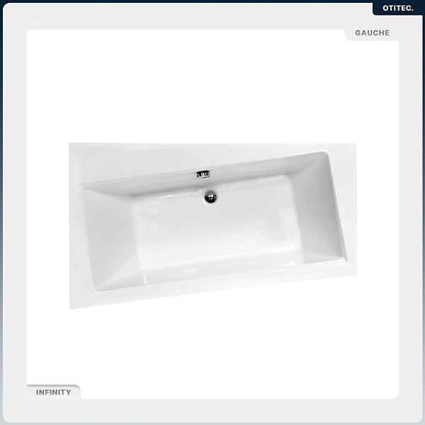 BESCO - Baignoire asymétrique - 170 x 110 cm - Gauche - avec Habillage - Pieds - Vidage Chrome - INFINITY - large