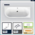 BESCO - Baignoire asymétrique - 180 x 80 cm - Droite - sans Habillage - avec Pieds - Repose-tête - Étagère bambou - Vidage Chrome - AVITA - vignette