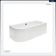 BESCO - Baignoire asymétrique - 180 x 80 cm - Droite - sans Habillage - avec Pieds - Repose-tête - Étagère bambou - Vidage Chrome - AVITA - vignette